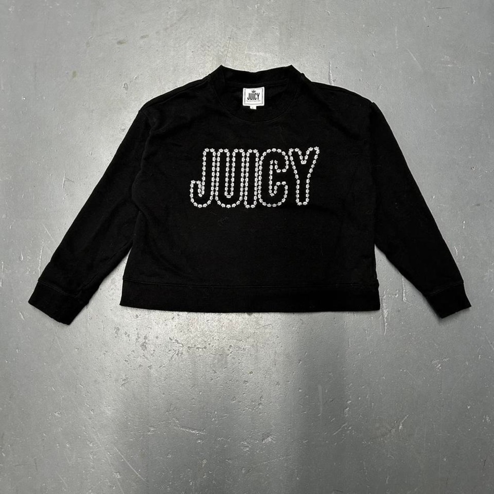 Women's Y2K Juicy Couture crown spellout black cropped crewneck sweatshirt